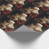 ベンガル猫とサンタクロースフェスティバルクリスマス ラッピングペーパー (角)