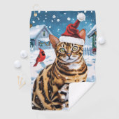ベンガル猫のウィンターワンダーランド クリスマスの喜び ゴルフタオル (インサイチュ)