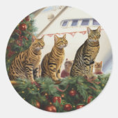 ベンガル猫のクリスマスクルーズ：ポーソウルホリデー ラウンドシール (正面)