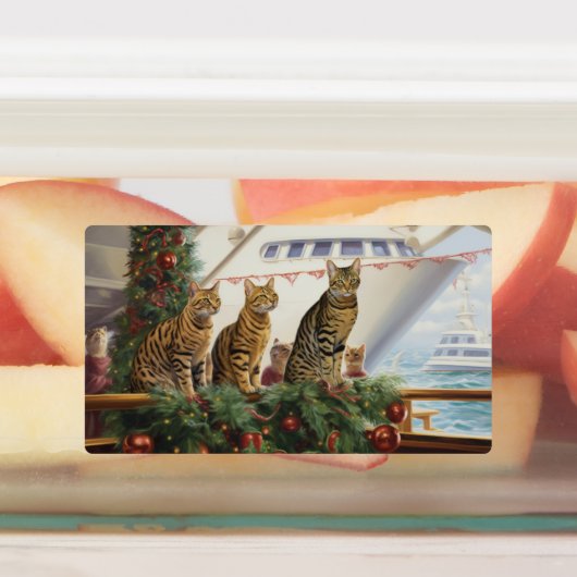 ベンガル猫のクリスマスクルーズ:ポーソウルホリデー ラベル (貼付)