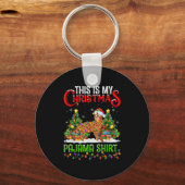 ベンガル猫のクリスマスライトこれは私のクリスマスパジャマ キーホルダー (正面)