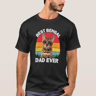 ベンガル猫のパパ レトロ ベンガル 猫飼い 仔猫 ネコ Tシャツ