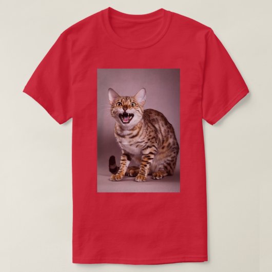 ベンガル猫のミュー赤頭 Tシャツ (デザイン正面)