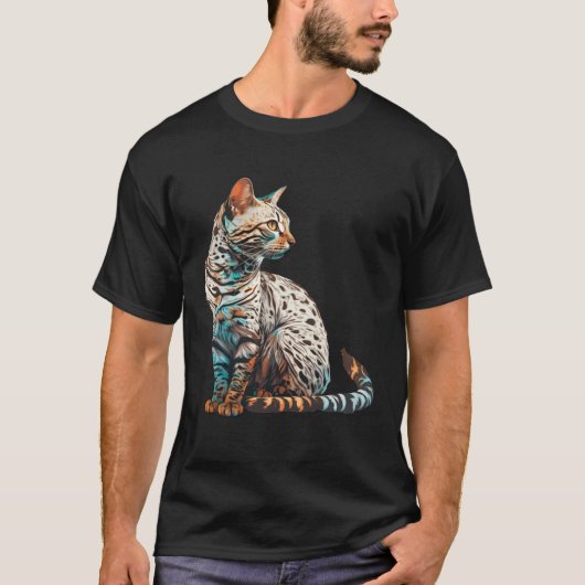 ベンガル猫の品種 カラフルなママ 婦人 Tシャツ (正面)