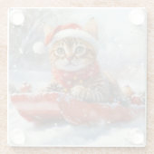 ベンガル猫の大雪のクリスマス ガラスコースター (裏面)