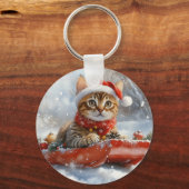 ベンガル猫の大雪のクリスマス キーホルダー (裏面)