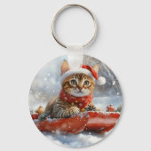 ベンガル猫の大雪のクリスマス キーホルダー (裏面)