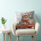 ベンガル猫の大雪のクリスマス クッション (椅子)