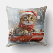 ベンガル猫の大雪のクリスマス クッション (裏面)