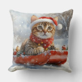 ベンガル猫の大雪のクリスマス クッション (正面)