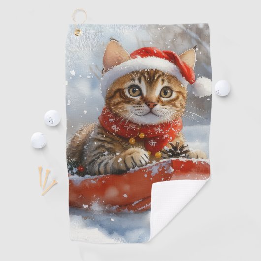 ベンガル猫の大雪のクリスマス ゴルフタオル (インサイチュ)