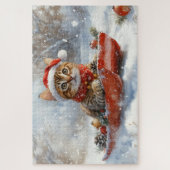 ベンガル猫の大雪のクリスマス ジグソーパズル (縦)