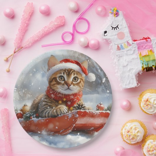 ベンガル猫の大雪のクリスマス ペーパープレート (パーティー)