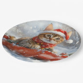 ベンガル猫の大雪のクリスマス ペーパープレート (アングル)