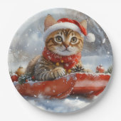 ベンガル猫の大雪のクリスマス ペーパープレート (正面)