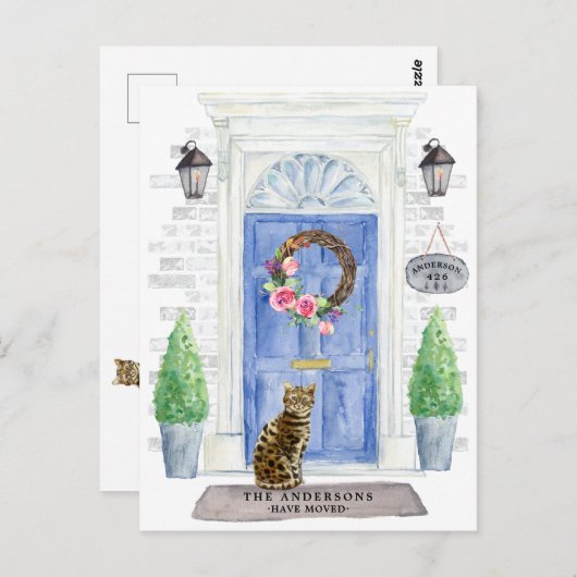 ベンガル猫の引っ越し案内はがき ポストカード (正面/裏面)