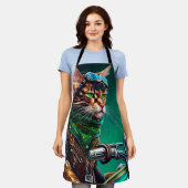 ベンガル猫の自転車を運転する聖パトリックの日 エプロン (着用した状態)