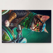 ベンガル猫の自転車を運転する聖パトリックの日 ジグソーパズル (横)