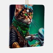 ベンガル猫の自転車を運転する聖パトリックの日 セラミックオーナメント (右)