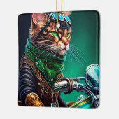 ベンガル猫の自転車を運転する聖パトリックの日 セラミックオーナメント (左)