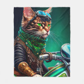 ベンガル猫の自転車を運転する聖パトリックの日 フリースブランケット (正面)