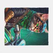 ベンガル猫の自転車を運転する聖パトリックの日 フリースブランケット (正面(横))