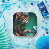 ベンガル猫の自転車を運転する聖パトリックの日 ペーパープレート (パーティー)