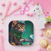 ベンガル猫の自転車を運転する聖パトリックの日 ペーパープレート (パーティー)