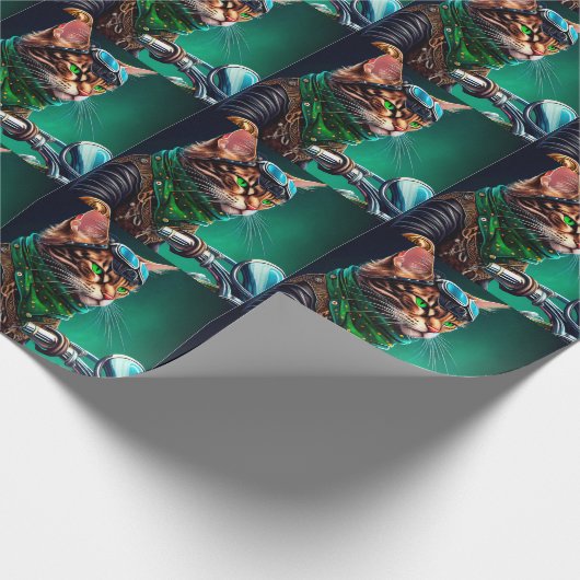 ベンガル猫の自転車を運転する聖パトリックの日 ラッピングペーパー (角)