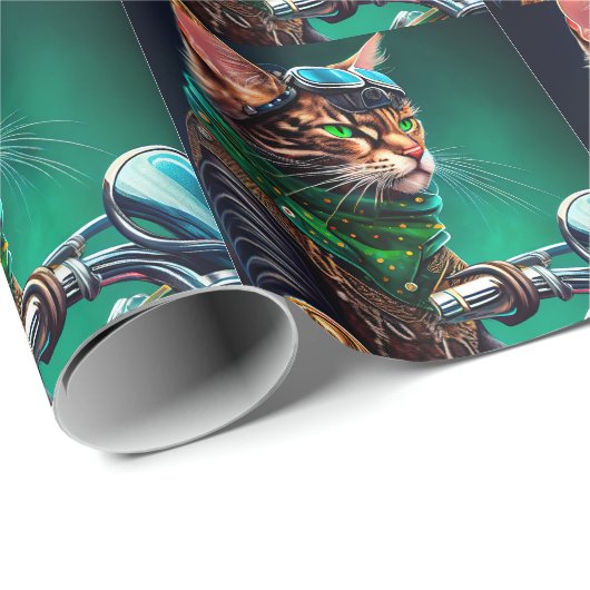 ベンガル猫の自転車を運転する聖パトリックの日 ラッピングペーパー (ロールコーナー)