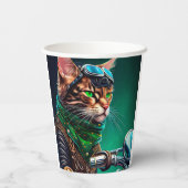 ベンガル猫の自転車を運転する聖パトリックの日 紙コップ (裏面)