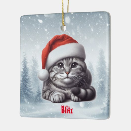 ベンガル猫の雪の多いクリスマス セラミックオーナメント (左)