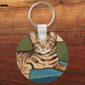 ベンガル猫を見上げるオリジナル絵画ズ キーホルダー (正面)