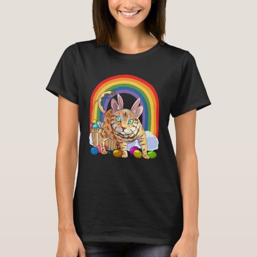 ベンガル猫イースターエッグうさぎ Tシャツ (正面)
