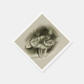 ベンガル猫カップル、オリジナル鉛筆スケッチ スタンダードカクテルナプキン (角)
