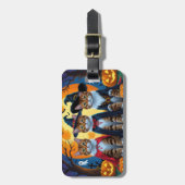 ベンガル猫カボチャおもしろいハロウィン ラゲッジタグ (正面縦)