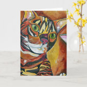 ベンガル猫グリーティングカード カード (黄色い花)