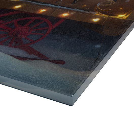 ベンガル猫スノイそりに乗るクリスマスデコール カッティングボード (角)