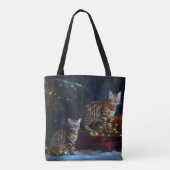 ベンガル猫スノイそりに乗るクリスマスデコール トートバッグ (裏面)