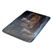 ベンガル猫スノイそりに乗るクリスマスデコール バスマット (アングル)