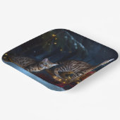 ベンガル猫スノイそりに乗るクリスマスデコール ペーパープレート (傾斜あり)