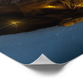 ベンガル猫スノイそりに乗るクリスマスデコール ポスター (角)