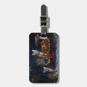 ベンガル猫スノイそりに乗るクリスマスデコール ラゲッジタグ (正面縦)