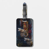 ベンガル猫スノイそりに乗るクリスマスデコール ラゲッジタグ (裏面縦)