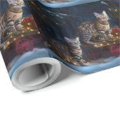 ベンガル猫スノイそりに乗るクリスマスデコール ラッピングペーパー (ロールコーナー)