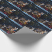 ベンガル猫スノイそりに乗るクリスマスデコール ラッピングペーパー (角)