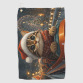 ベンガル猫ローラーコースタークリスマス ゴルフタオル (正面)