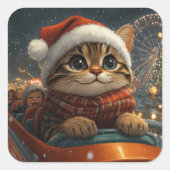ベンガル猫ローラーコースタークリスマス スクエアシール (正面)