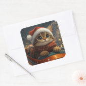 ベンガル猫ローラーコースタークリスマス スクエアシール (封筒)