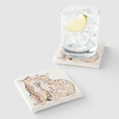 ベンガル猫二色アート ストーンコースター (横)